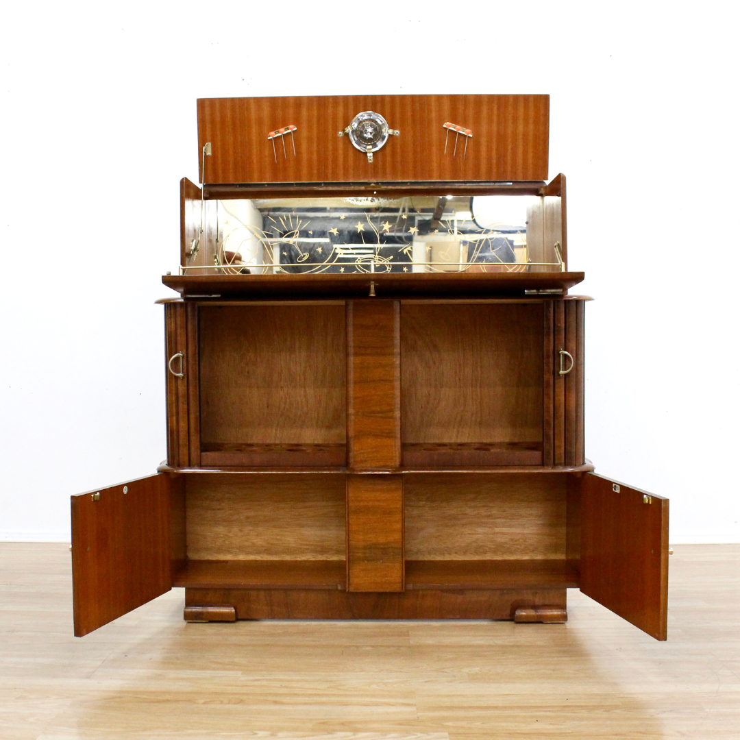 MID CENTURY WALNUT LIQUOR CABINET HOME BAR