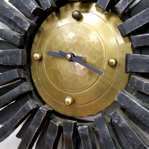 MID CENTURY CAST IRON BRUTALIST CLOCK MADE IN GERMANY