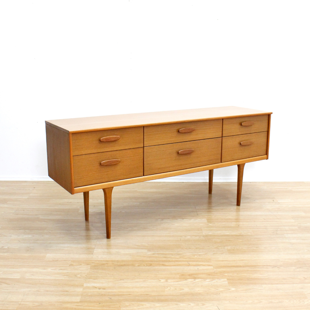 MID CENTURY SIX DRAWER DRESSER BY AUSTINSUITE FURNITURE