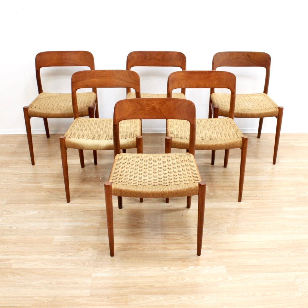 DANISH MODERN MODEL 75 DINING CHAIRS BY NIELS MOLLER