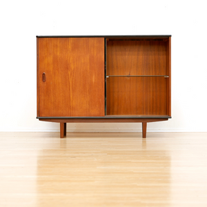 MID CENTURY TEAK CHINA DISPLAY CABINET