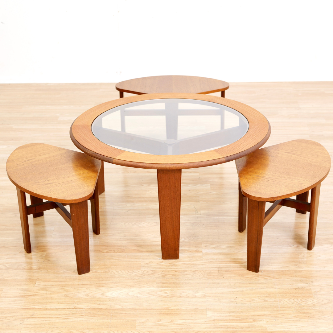 MID CENTURY TRINITY NESTING TABLES BY STONEHILL FURNITURE