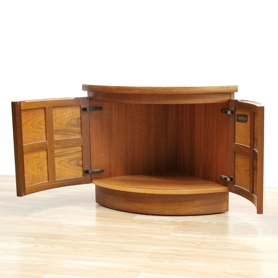 PAIR OF TEAK CORNER CABINETS NIGHTSTAND SIDE TABLES BY NATHAN FURNITURE