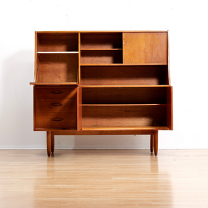 MID CENTURY TEAK TALL BUFFET CREDENZA BY JENTIQUE FURNITURE