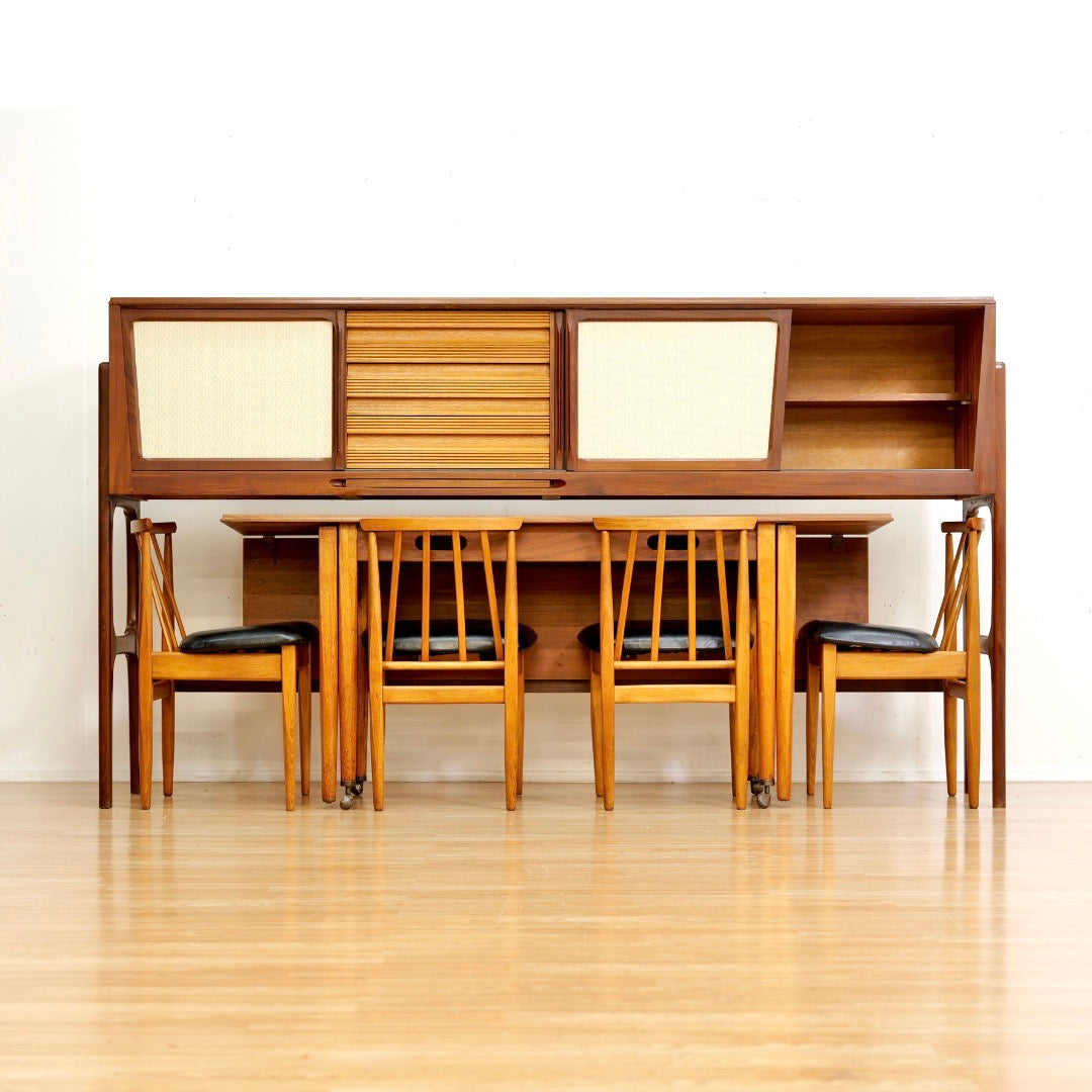 MID CENTURY SPACE SAVING DINING SET AND CREDENZA BY ELLIOTS OF NEWBURY