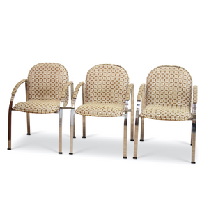 POST MODERN 1970S CHROME DINING CHAIRS BY RICHARD YOUNG FOR MERROW ASSOCIATES
