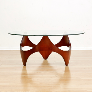 MID CENTURY ROUND COFFEE TABLE BY HENRY P GLASS