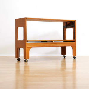 MID CENTURY MECHANICAL BAR CART FOLDING CONSOLE TABLE