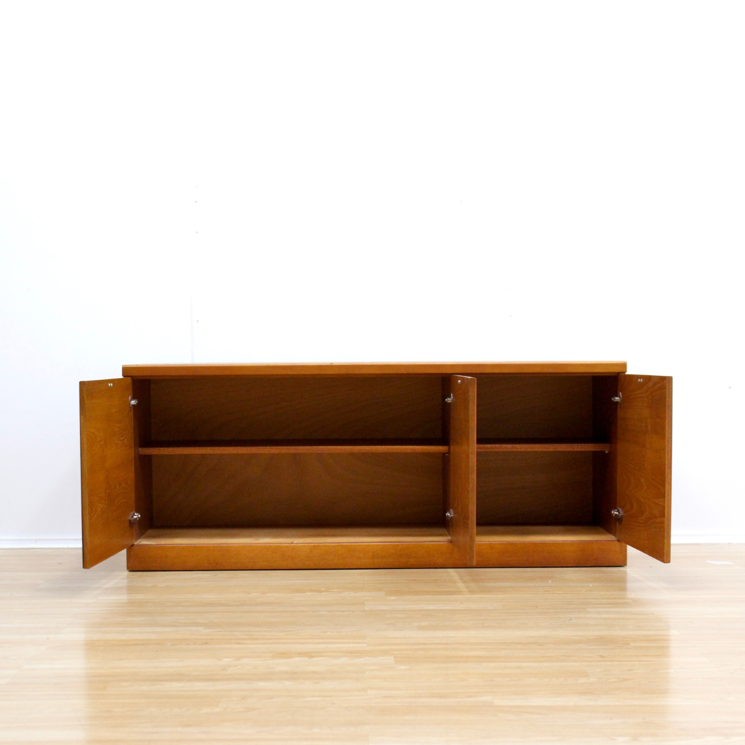 MID CENTURY LOW TEAK CREDENZA BY WHITE & NEWTON