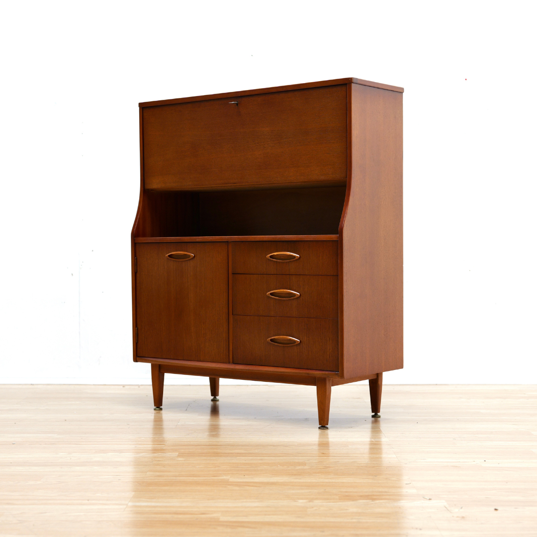 MID CENTURY TEAK STANDING SECRETARY DESK BY JENTIQUE