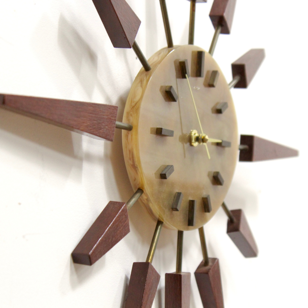 MID CENTURY ATOMIC WALL CLOCK BY MANLEY