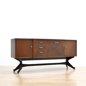 MID CENTURY WALNUT BAR CREDENZA BY STONEHILL FURNITURE