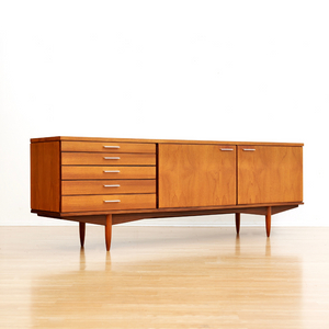 LONG MID CENTURY TEAK CREDENZA BY WHITE & NEWTON