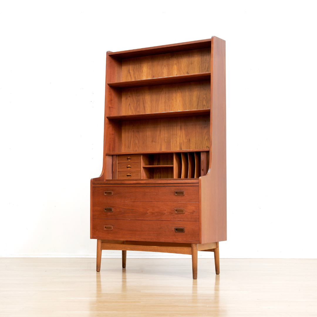 MID CENTURY DANISH SECRETARY DESK BY JOHANNES SORTH FOR BORNHOLM MOBELFABRIK