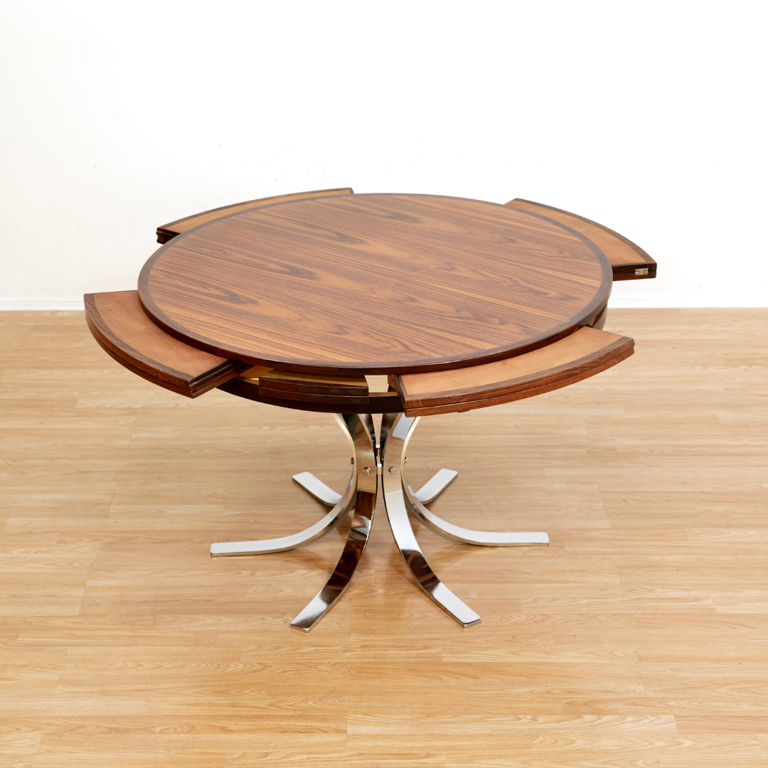 DANISH MODERN ROSEWOOD 'FLIP-FLAP' LOTUS DINING TABLE BY DYRLUND