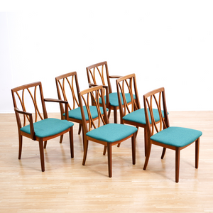 SET OF SIX MID CENTURY DINING CHAIRS BY G PLAN IN TEAL