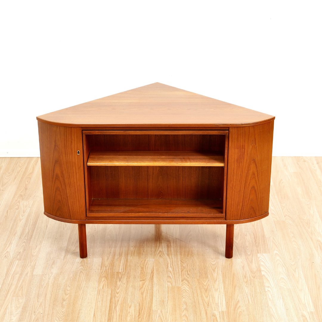 MID CENTURY TEAK REVOLVING CORNER BAR BY SIESTA
