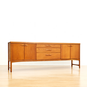 LONG MID CENTURY TEAK CREDENZA BY NATHAN FURNITURE OF LONDON