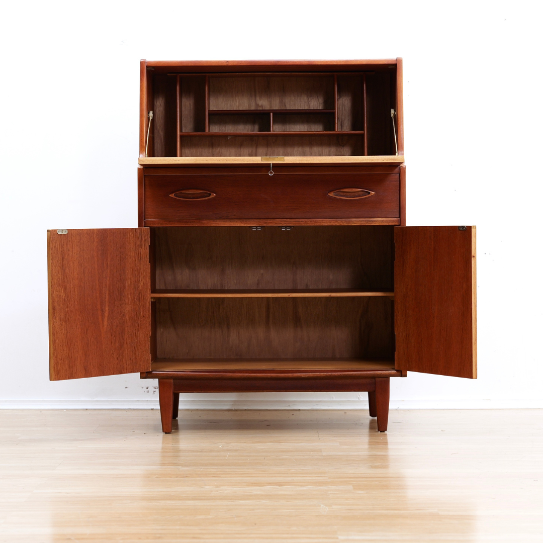MID CENTURY TEAK SECRETARY DESK BY JENTIQUE FURNITURE