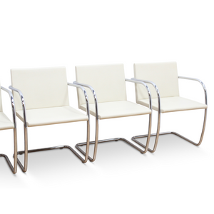 MIES VAN DER ROHE FOR KNOLL SET OF SIX LEATHER & CHROME CHAIRS