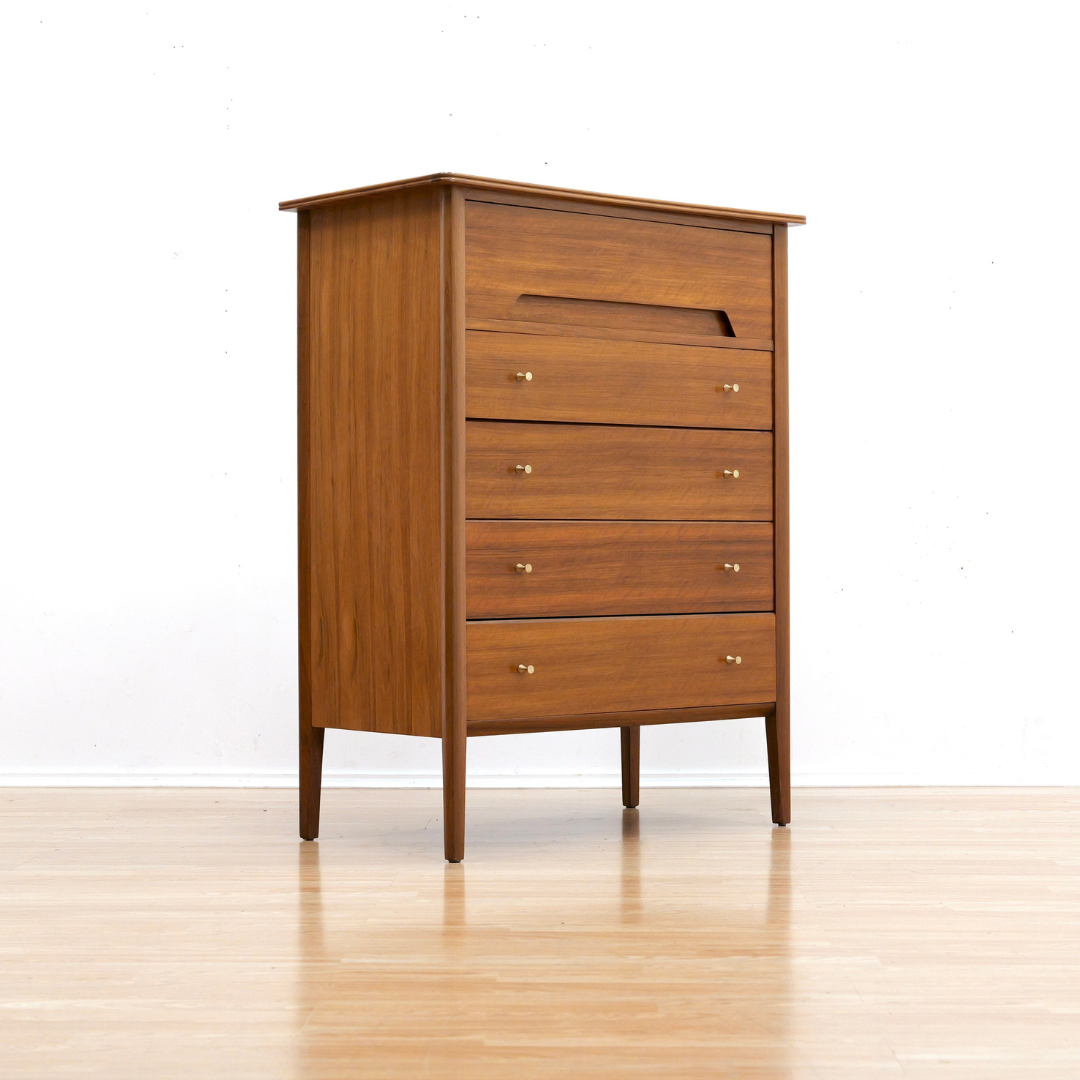 LARGE MID CENTURY TALLBOY DRESSER BY A. YOUNGER LTD