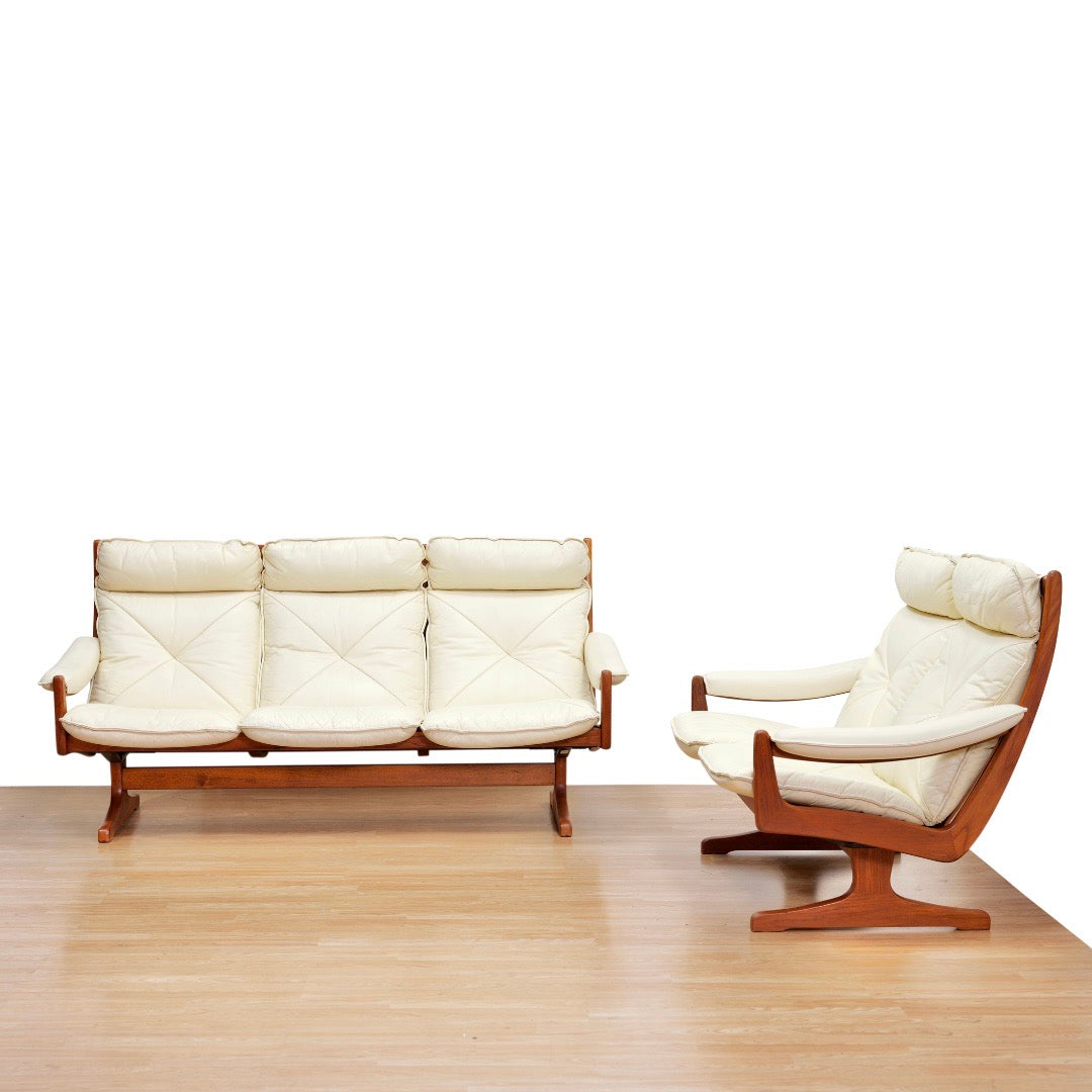 VINTAGE SCANDINAVIAN DESIGN LEATHER SOFA SET BY SODA GALVANO FOR LIED MOBLER