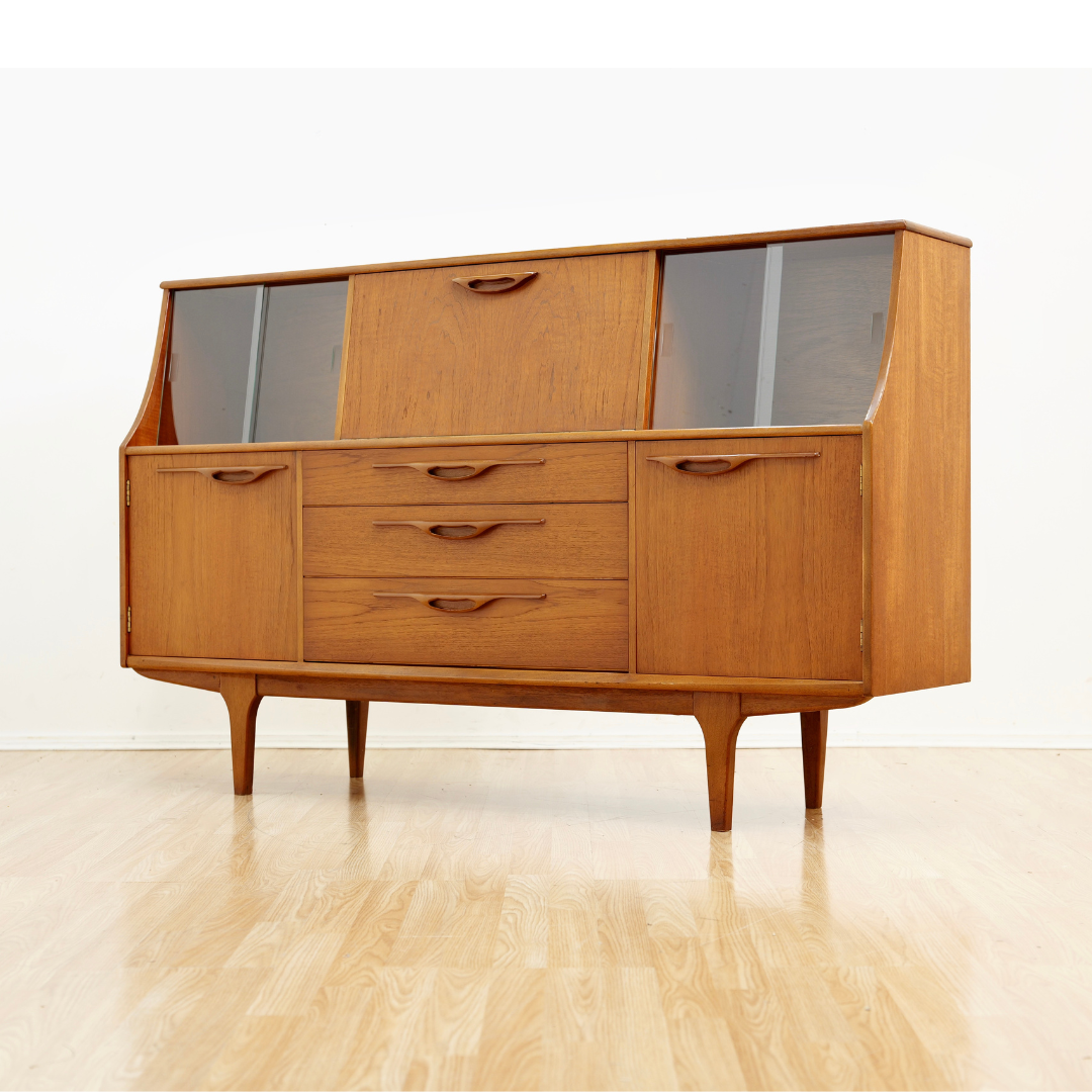 MID CENTURY TALL CREDENZA BUFFET BY JENTIQUE FURNITURE