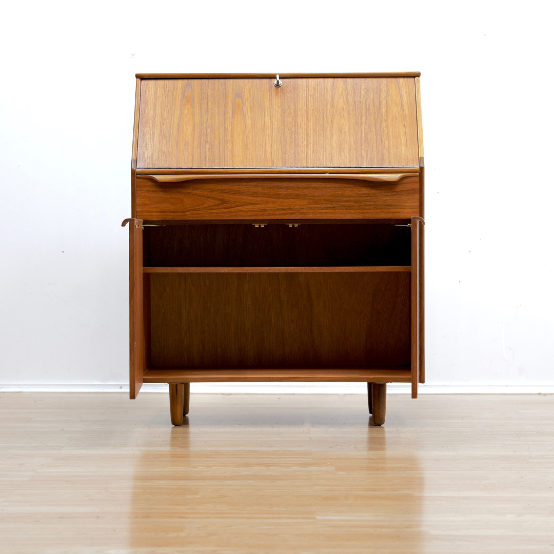 MID CENTURY TEAK SECRETARY DESK BY SUTCLIFFE OF TODMORDEN