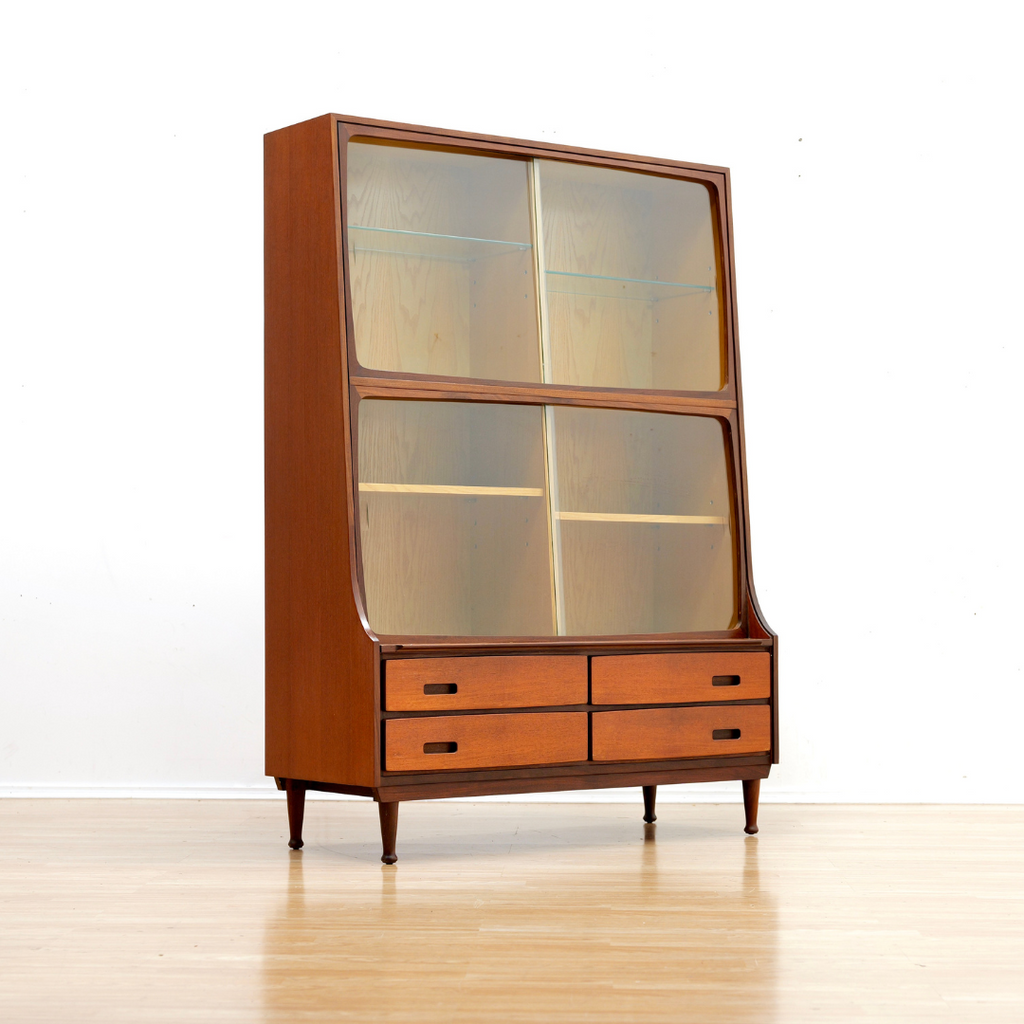 LARGE MID CENTURY CHINA DISPLAY CABINET BY MEREDEW OF LETCHWORTH