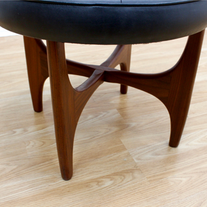 MID CENTURY ASTRO VANITY STOOL BY G PLAN IN BLACK LEATHER