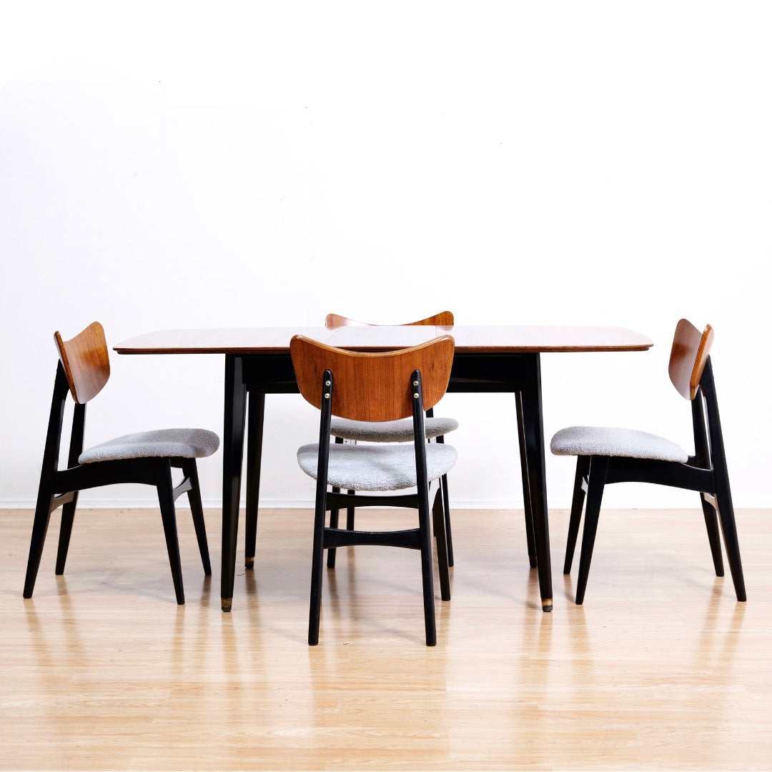 1950S DINING TABLE & BUTTERFLY CHAIRS BY BEAUTILITY FURNITURE