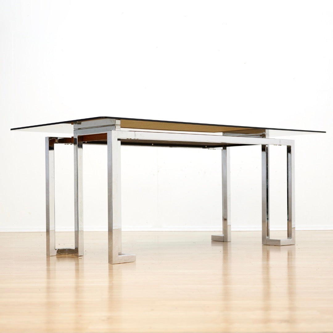VINTAGE 1970s POST MODERN CHROME DESK TABLE BY TIM BATES FOR PIEFF FURNITURE