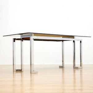 VINTAGE 1970s POST MODERN CHROME DESK TABLE BY TIM BATES FOR PIEFF FURNITURE