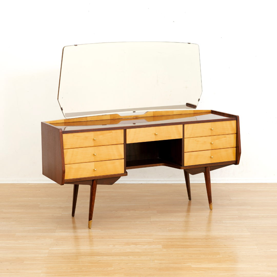 Vintage Italian Marino Vanity Lacquered Maple & Sycamore