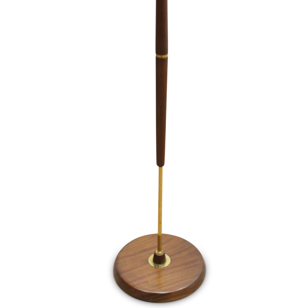 Mid Century Teak Standing Floor Lamp & Psychedelic Shade