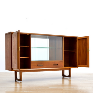 MID CENTURY TEAK CHINA DISPLAY CABINET SIDEBOARD BY JENTIQUE FURNITURE