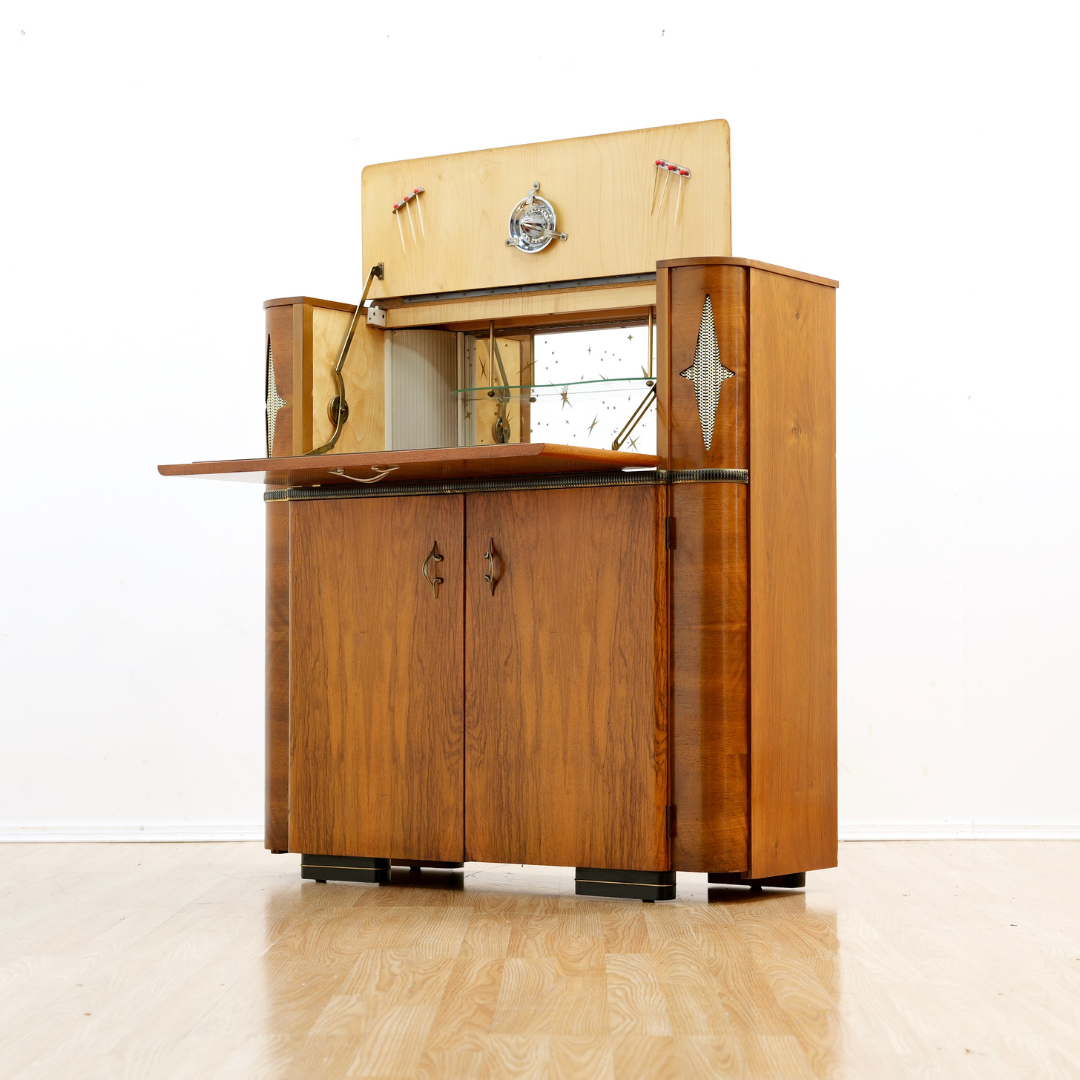 1950S ENGLISH DRY BAR LIQUOR CABINET BY VALIDITY OF LONDON