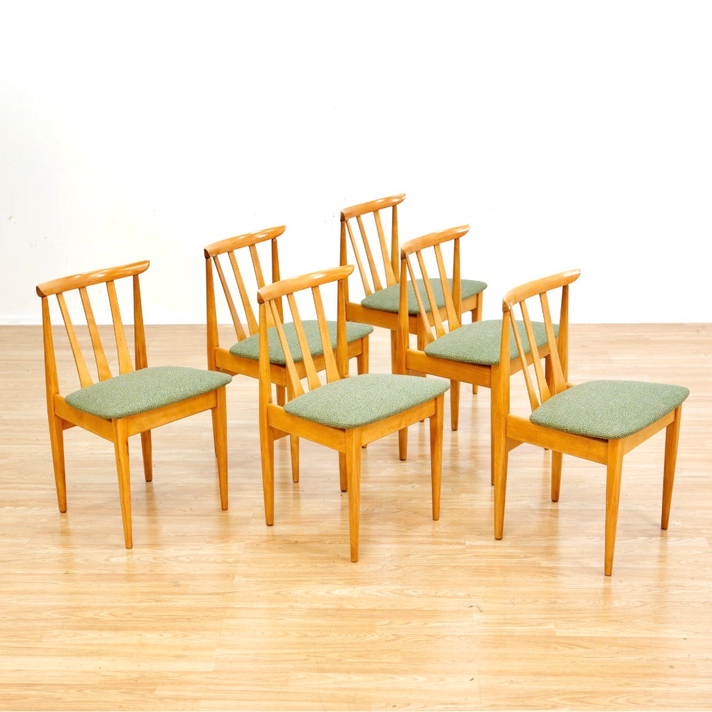 SET OF SIX MID CENTURY DINING CHAIRS BY ELLIOTS OF NEWBURY