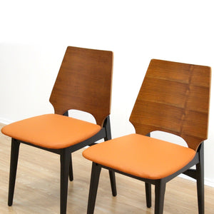 PAIR OF 1960S OCCASIONAL CHAIRS IN BLACK & ORANGE