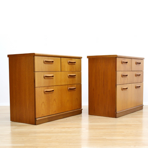 PAIR OF MID CENTURY TEAK DRESSERS NIGHTSTANDS BY MEREDEW FURNITURE