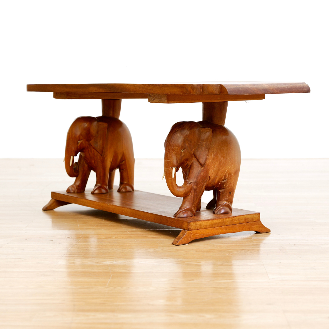 1950S HAND CARVED AFRICAN ELEPHANT COFFEE TABLE