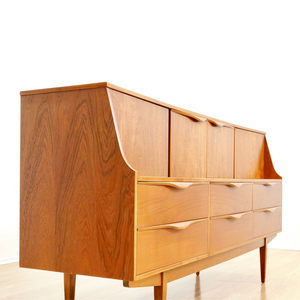 MID CENTURY TEAK CREDENZA BUFFET BY SUTCLIFFE OF TODMORDEN