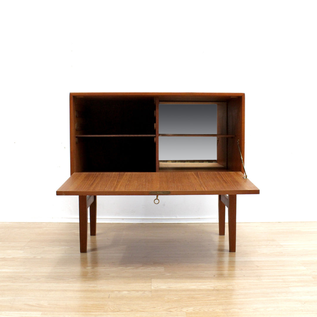 SMALL DANISH MODERN TEAK VINYL RECORD CABINET