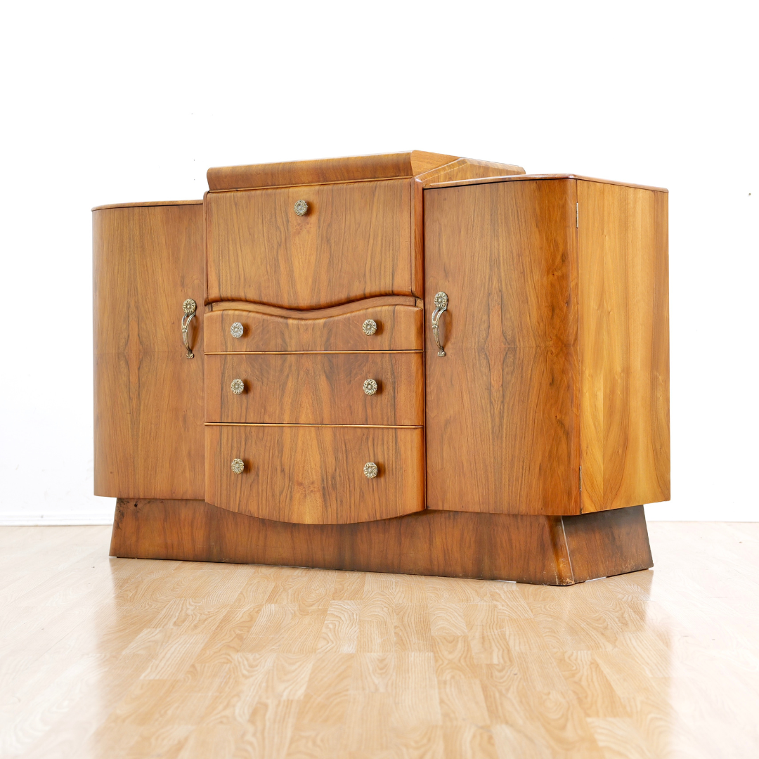 1950s Walnut Liquor Cabinet Credenza by Beautility Furniture