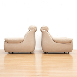 PAIR OF 1970S POST MODERN LOUNGE CHAIRS IN BOUCLE BY ENGLANDER