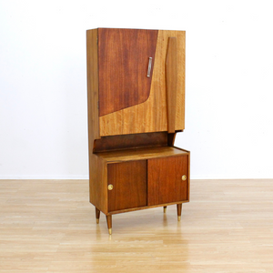 1950S ATOMIC DROP DOWN LIQUOR CABINET DRY BAR