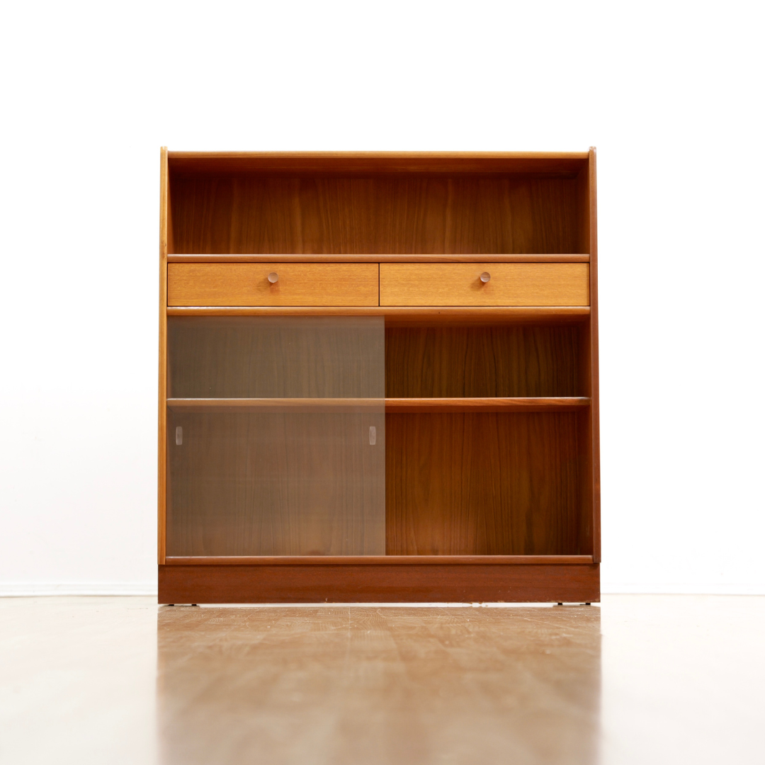 Pair of Vintage Teak China Display Cabinets by Nathan Furniture