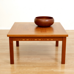 1960S DANISH DESIGN PARQUET TEAK SIDE COFFEE TABLE