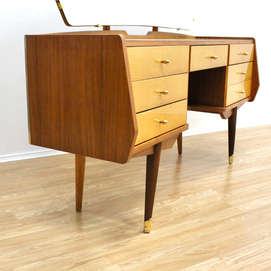 VINTAGE ITALIAN MARINO VANITY LACQUERED MAPLE & SYCAMORE