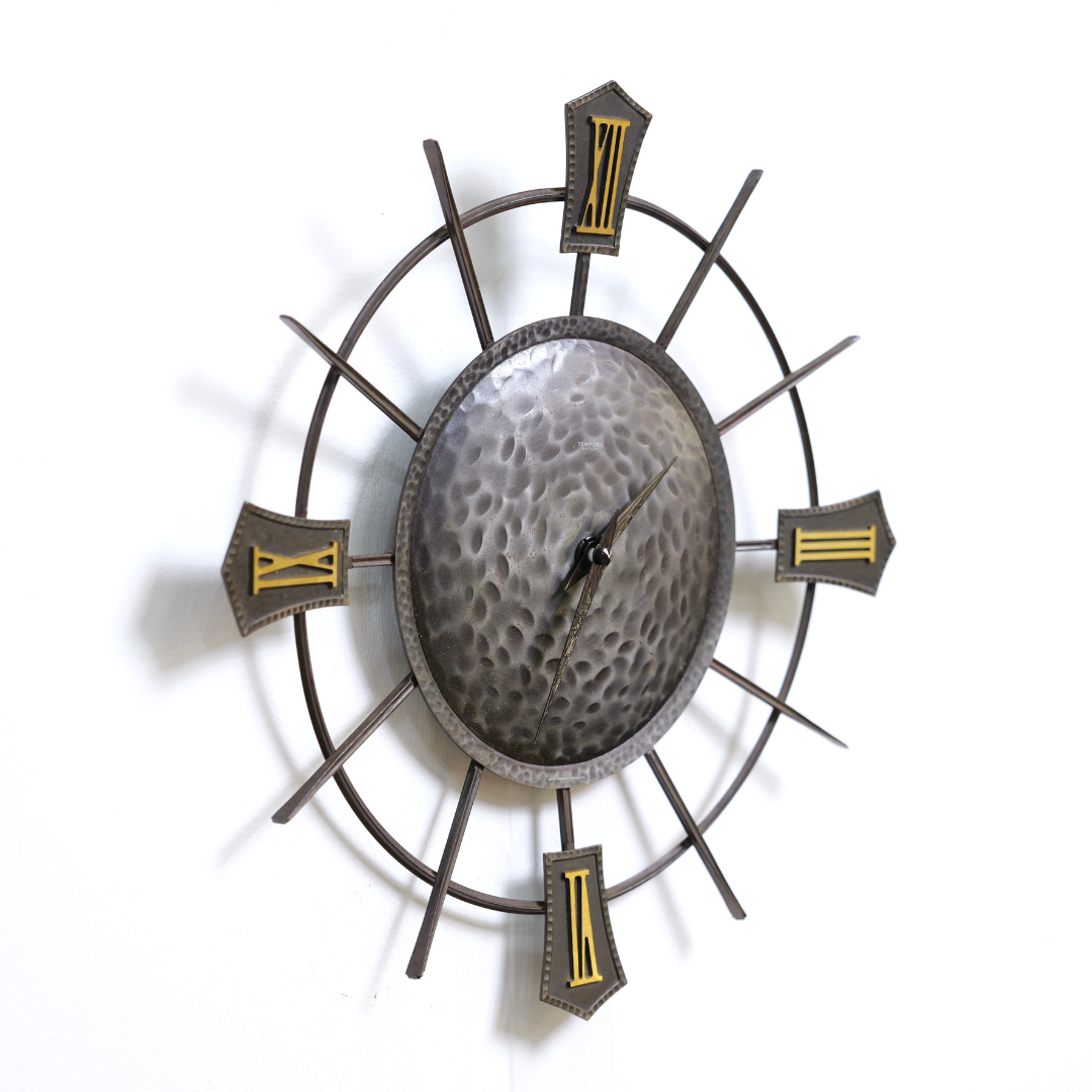 MID CENTURY BRUTALIST WALL CLOCK BY TEMPORA